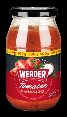 Produktbild von Werder Tomanten Rahm Sauce 500g Glas Feinkost Nudeln Grillen BBQ Ketchup