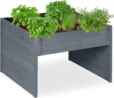 Obrázok produktu pre Garáž pre robotické kosačky Relaxdays, drevo, VxŠxH: 52,5 x 79 x 74 cm, kvetináč, prístrešok pre kosačku, garáž pre robotické kosačky, sivá