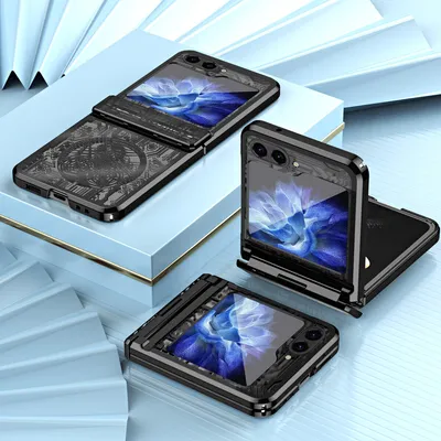 Image de Etui pour Samsung Galaxy Z Flip 6 / Z Flip 7 FE étui de protection galvanisé de luxe avec protection de la charnière noir