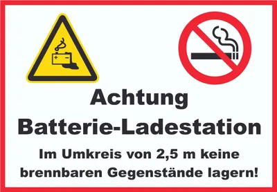 Produktbild von Achtung Batterie Ladestation Schild A6 (105x148mm)
