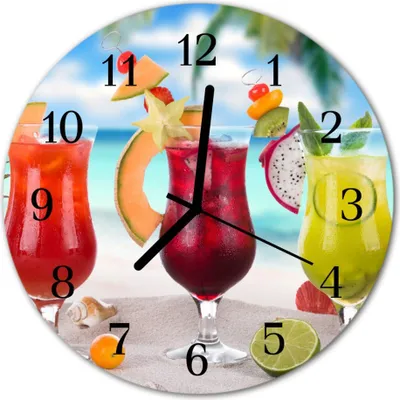 Produktbild von Glasuhr Wanduhr Küchenuhr Echt-Glas 30fi cm Cocktail mehrfarbig