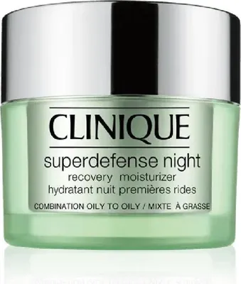 Zdjęcie produktu dla Clinique Superdefense Night Recovery, Kobiety, 50 ml, Krem, Skóra mieszana, Skóra tłusta, Noc, Nawilżający, Świecący, Wygładzający, Zmiękczający