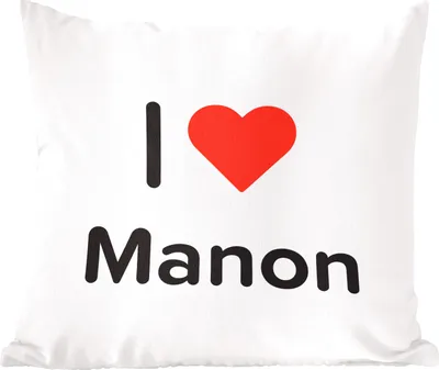 Produktbild von MuchoWow® Zierkissen Sofakissen Wohnzimmer Dekokissen 60x60 cm Ich liebe - Manon - Mädchen - Sitzfläche - Foto Polster