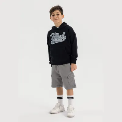 Obrázok produktu pre Mikina Minoti, bavlna, s kapucňou, čierna, veľkosť 140, pre chlapcov