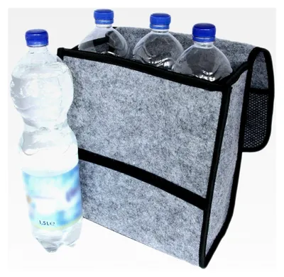 Produktbild von Graue Filztasche für den Kofferraum, Werkzeugtasche mit Klettverschluss, 26 x 14,5 x 33 cm
