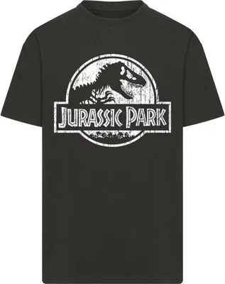 Obrázok produktu pre Pánske tričko Mr. Tee Jurassic Park Distressed Logo Oversize Tee čierne - 5XL