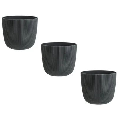 Produktbild von 3x Blumentopf mit Drainagesystem Rund Ø 15 cm Anthrazit