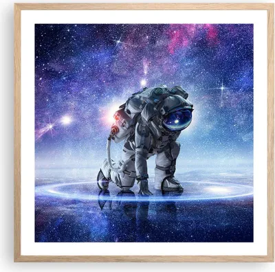 Produktbild von Gerahmtes Poster - Rahmen in heller Eiche - Kosmonaut Weltraum - 60x60 cm - Wand Bild - Wanddeko - Wandbilder - Wandposter - Bilderrahmen - Bilder - Kunstdruck - Wandbild - P2NAC60x60-3985