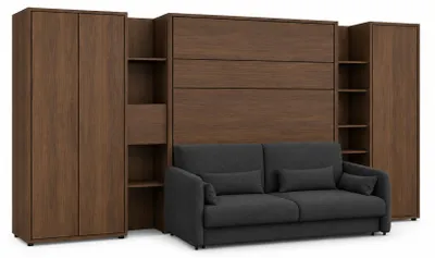 Produktbild von Schrankbett mit sofa Bed Concept 140x200 cm Lenart Led Beleuchtung Taschenfederkernmatratze Bett im Schrank Klapbett - Set 2