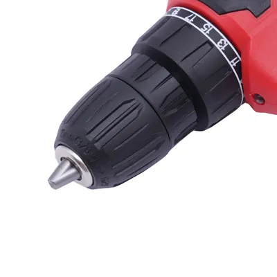Produktbild von GreatDEshop2021 Akku-Bohrmaschine, Bürstenlos, 21V, 1580W, 1,5 Ah Akku, mit Schlag-, Schraub- und Bohrfunktion, inkl. Ladegerät & Bohrsatz, Rot-Schwarz, aus Kunststoff & Kupfer, 38x21x11cm (Paketgröße), Pistolenform