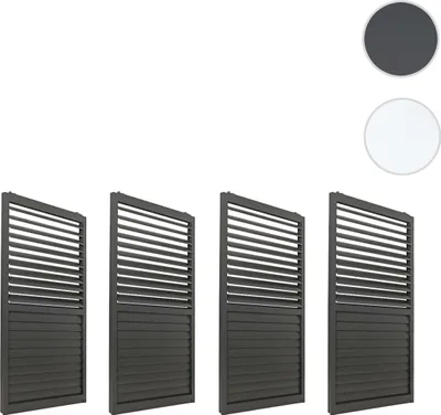 Produktbild von 4er-Set Aluminium Schiebetür für Pergola MCW-L46, Terrassenüberdachung, Lamellenpaneel Modul, 206x369cm  anthrazit