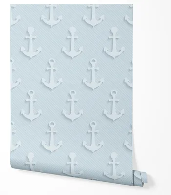 Produktbild von Selbstklebende Tapete Möbelfolie Anker Muster Blau Weiß Maritim Stil Streifen Modern Wandtapete Wohnzimmer Schlafzimmer Kinderzimmer Flur 5m x 0,5m