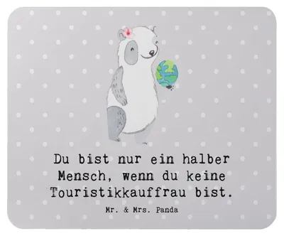 Produktbild von Mr. & Mrs. Panda Mouse Pad Touristikkauffrau Herz - Grau Pastell - Geschenk, laptop mousepad, pc mauspad