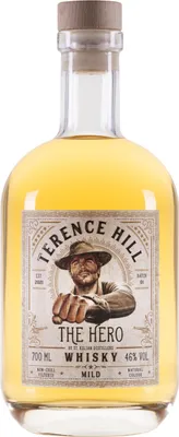 A bottle of Terence Hill The Hero Whisky.