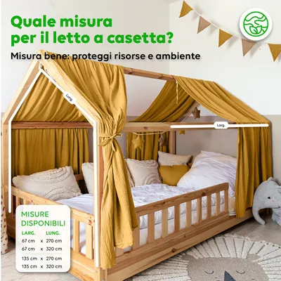 Immagine prodotto di Cielo per letto casetta 67x270 cm Giallo senape con applicazione dorata - 2 teli