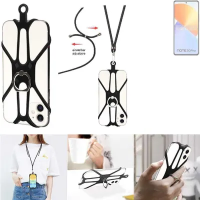 Produktbild von K-S-Trade 3in1 Handykette Handyband Handykordel Halsband Smartphone-Ring Handy-Ring kompatibel mit Infinix Note 30 Pro Fingerhalterung Handyring