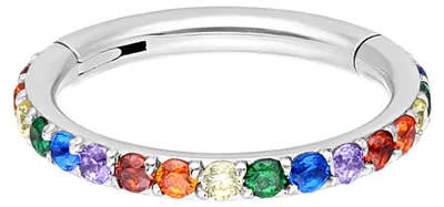 Produktbild von Wildcat Piercingringe - Pave Set Crystals Conch Ring aus Chirurgenstahl 316L, Körperstelle: Ohr, Nase, Lippe, Bauchnabel, Stärke: 1,2mm| Durchmesser: 7,0mm, Silber-Regenbogen