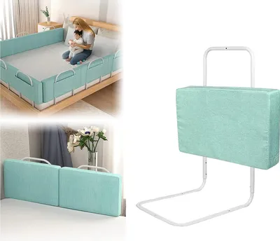 Produktbild von ACXIN Bed Rail Detská posteľ Rail Nastaviteľná oceľová rúrka Nastaviteľná výška Cot Rail pre rodinnú posteľ a detskú postieľku (50 cm, Green Lake)