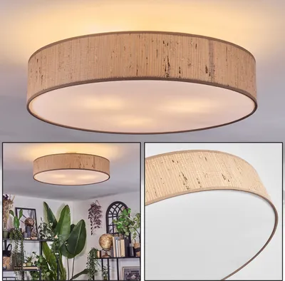 Produktbild von Mels Deckenlampe aus Metall/Seegras/Stoff/Kunststoff in Nickel-matt/Natur