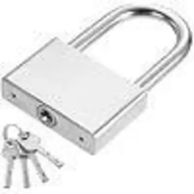 Productafbeelding van Hangslot van staallegering met sleutel, 111x68mm, zilverkleurig, met 4 sleutels