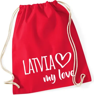 Produktbild von Huuraa Turnbeutel Latvia my love 12 Liter Classic Red Baumwolle Rucksack Geschenkidee