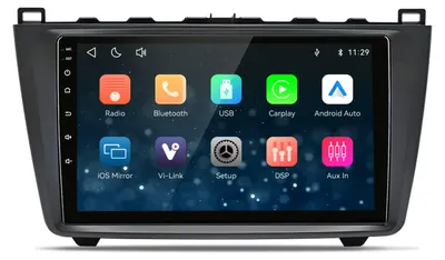 Immagine prodotto di Autoradio da 9 pollici, plug-and-play, per Mazda 6 GH GG dal 2007 al 2012, con CarPlay, Android Auto, Bluetooth, navigazione e controllo del volante, basata su sistema Linux