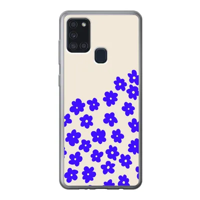 Produktbild von MuchoWow® Handyhülle Schutzhülle Hülle für Samsung Galaxy A21s Blume - Blau - Muster Silikon Softcase Handy Hülle - Hartschale