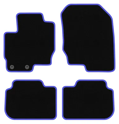 Produktbild von Fußmatten Velours Schwarz/Blau für Mitsubishi Colt VII 2008-2012 Set 4-tlg