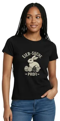 Produktbild von Spreadshirt Eier-Suche-Profi Osterhase Mit Ostereiern Frauen T-Shirt, XXL, Schwarz