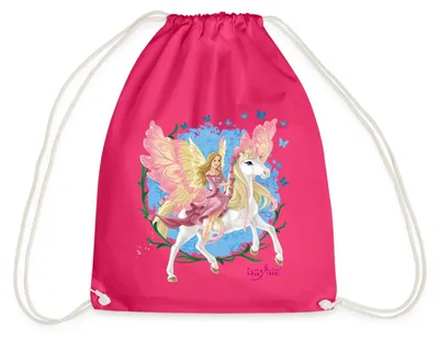 Produktbild von Spreadshirt Schleich Bayala Elfe Feya Reitet Pegasus-Einhorn Turnbeutel, One size, Fuchsia