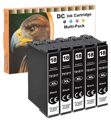 Obrázok produktu pre D&C 5X, 17 ml, čierna kazeta do tlačiarní kompatibilná s modelmi Epson T-1811 BK Expression Home XP-315, XP-320, XP-322, XP-325, XP-33, XP-400, XP-402, XP-405, XP-410, XP-412, XP-413, XP-415, XP-420, XP-422, XP-425