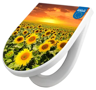 Produktbild von WC Sitz mit Absenkautomatik D Form Motiv Sonnenblumenmeer [TDW3 12283]