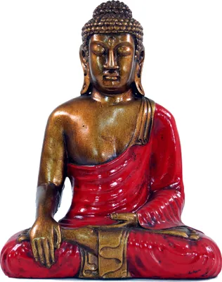 Produktbild von Sitzender Buddha im Bhuimsparsha Mudra aus Recin - Rot, Kunstharz, 30*24*12 cm, Buddhas