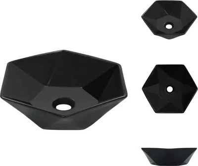 Produktbild von vidaXL Waschbecken 41 x 36,5 x 12 cm Keramik Schwarz - Badezimmer-Waschbecken