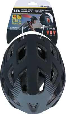 Zdjęcie produktu dla DUNLOP KASK Rowerowy L regulowany czerwone światło LED z tyłu