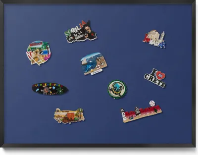 Produktbild von Magnetwand 80x60 cm – Schwarzer Rahmen – Farbe Marineblau – Magnetboard, Memoboard – Kinderzimmer, Metall Magnetische Tafel