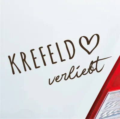 Produktbild von Auto Aufkleber Krefeld verliebt Herz Stadt Heimat Liebe Car 19x8 cm Braun Sticker Heckscheibenaufkleber