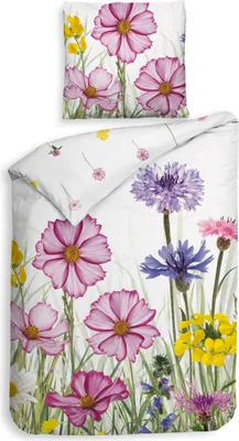 Produktbild von Heckett and Lane Campo Bettwäsche 155 White Bettwäsche 1 x Bettbezug 155x220 + 1 x Kopfkissenbezug 80x80 White Geblumt weiß