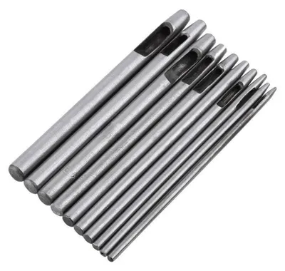 Image de Jeu de 10 poinçons ronds pour découpe creuse, de 0,5 à 5 mm, en acier, pour travaux de bricolage sur le cuir