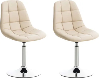 Produktbild von CLP 2er Set Loungesessel Emil mit Sitz aus Kunstleder in gestepptem Design creme