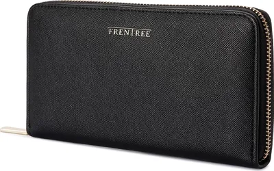 Produktbild von FRENTREE® Clutch Geldbörse Damen - Portemonnaie Damen 100%  mit 16 Kartenfächern und Smartphonefach Herbst- und Winterfarben - Rabenschwarz