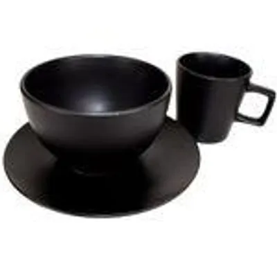 Produktbild von Geschirrset edles Schwarz aus Keramik 3tlg.
