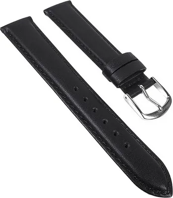 Produktbild von Taurus Uhrenarmband | Kalbsleder schwarz mit Naht, kurze Länge 30122, Stegbreite:14mm, Schließe:Silbern