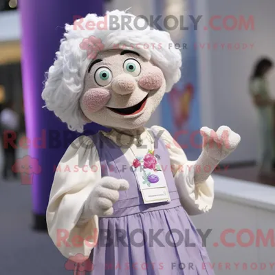 Image de Personnage mascotte REDBROKOLY d un Aglet habillé d une robe et d épinglettes