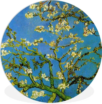 Produktbild von MuchoWow® Rundes Wandbild - Runde Bilder Mandelblüte - Gemälde von Vincent van Gogh Ø 90 cm Kreis Wanddekoration Kunststoff - Wandkreis - Wandschmuck - Wand-Kreis - Wohnzimmer - Bild - Runde - Wanddeko - Dibond - Kunstdrucke
