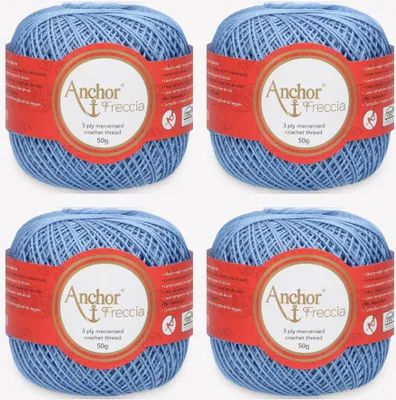 Image de 4 pelotes d'Anchor Freccia 6 – Fil de coton fin pour les projets au crochet (couleur 00130)