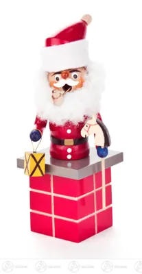 Produktbild von Räuchermann Mini-Räuchermann Weihnachtsmann auf Schornstein Breite x Höhe x Tiefe 6 cmx14 cmx6 cm NEU