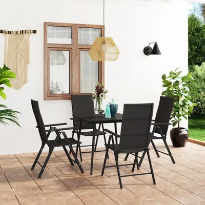 Produktbild von 5-tlg. Garten-Essgruppe Schwarz , Gartenmöbel-Sets Design 2024