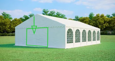 Immagine prodotto di Parete frontale con ingresso stretto per tendone per feste MAX+, larghezza 8 m – PVC, altezza 2,6 m, ingresso con zip - Bianco