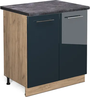 Obrázek produktu pro Skříňka pod dřez Vicco Fame-Line Tmavě modrá s vysokým leskem 80 cm , PD Antracit, Model 48857